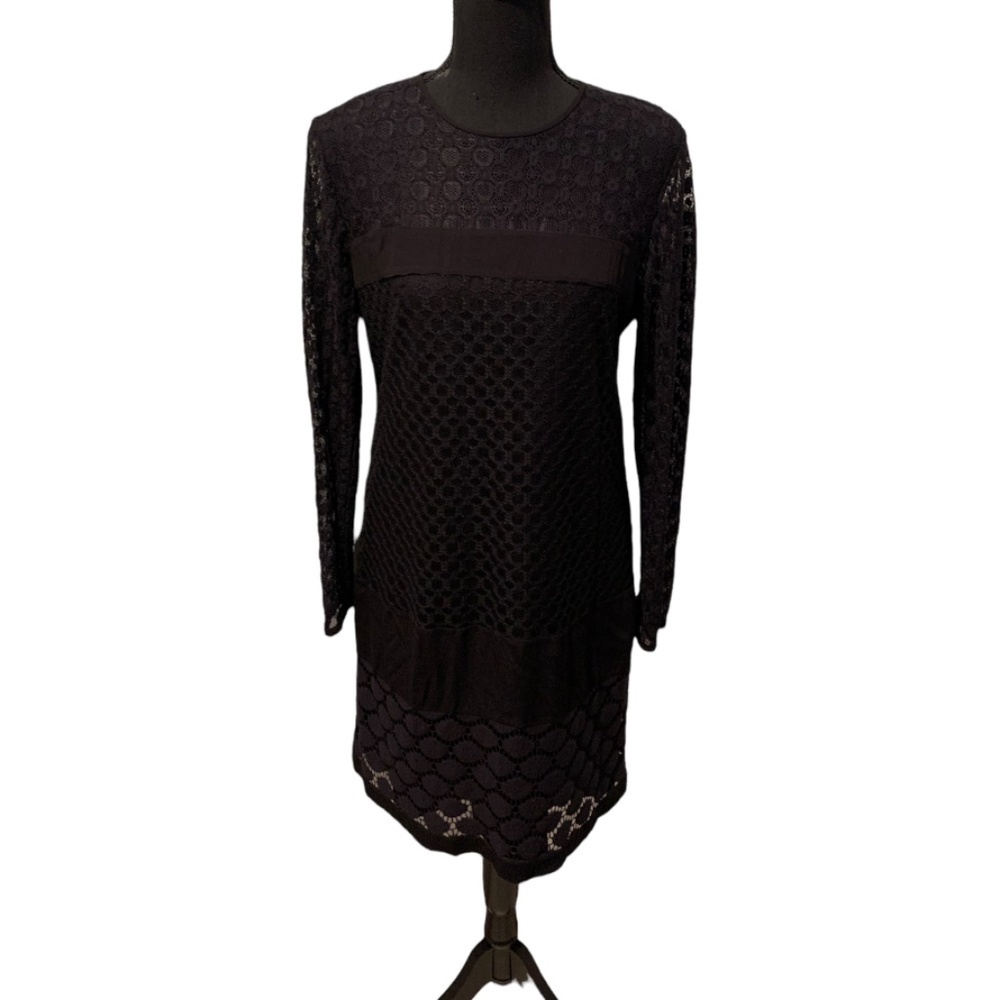 Diane Von Furstenberg New Enny Banded Lace Dress Black